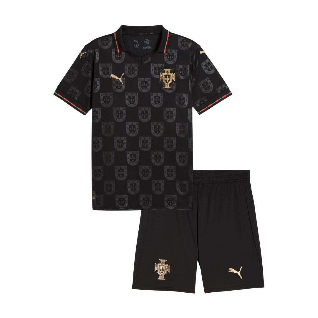 Portugal Infantil World Cup Futebol Camisa Conjunto (Camisa+Shorts) 2026 Preto